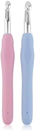 1 Pair Iron&Rubber Large Pupular Design Special Style Soft Useful Crochet Hook Sewing Accessory DIY Craft Tool Knitting Needles - Pink and Blue