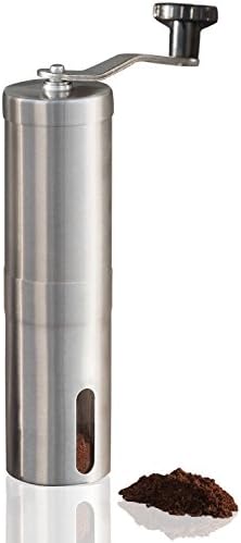 Youngl Manual Coffee Grinder, Portable Stainless Steel Handheld Grinding Machine with Adjustable Conical Ceramic Burr, Ergonomic Shape, Precision Easy to Clean & Carry, Perfect for Traveling & Gift