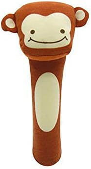 Amazemarket 100% Cotton Baby Toy Bibi Stick Soft Rabbit Cat Tiger Plush Doll Baby Crib Bed Hanging Animals Multifunction Kids (Monkey)