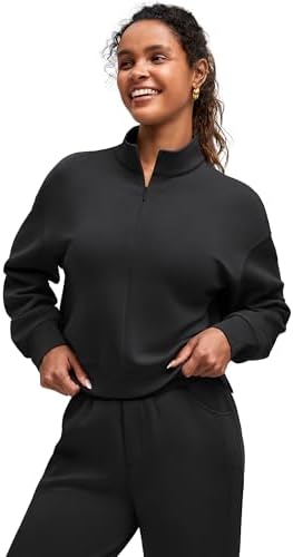 RBX Women's Fashion 1/2 Zip Hoodie Slouchy Fit Lightweight Ribbed