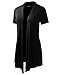 BIADANI Women Versatile Soft Short Sleeve Open Front Drape Cardigan Black XX-Large
