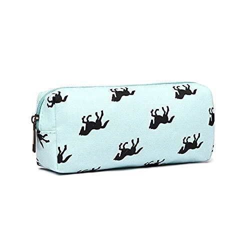 Kono Pencil Case Pen Bag Storage Pouch Horse Canvas School Office Stationery Organizer for Students Boys Girls Teens Children Adult (Blue)