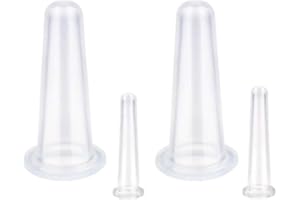 4Pcs Silicone Massage Cupping Facial Set Vacuum Massage Cup Kit for Body Eye Face Neck Skin Care Tool (2 Large + 2 Small, Whi