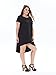 Clothink Women Black Short Sleeve Plus Size High Low Dress