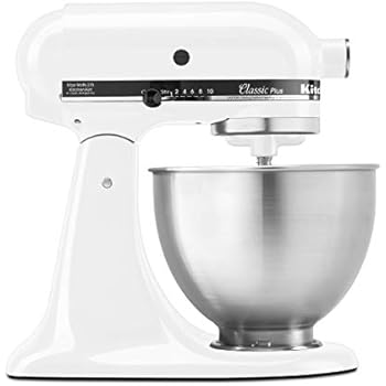 KitchenAid KSM75WH Classic Plus Series 4.5-Quart Tilt-Head Stand Mixer, White