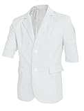 Men Notched Lapel Two Button Closed Blazer Jacket White M