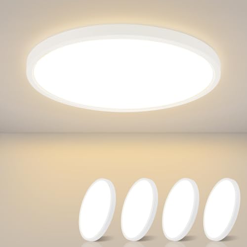 ZMH Deckenlampe LED Deckenleuchte Flach - 4ER Schlafzimmerlampe Ø23cm Küchenlampe 18W Schlafzimmer Deckenbeleuchtung Badezimmerlampe IP44 Badlampe Run