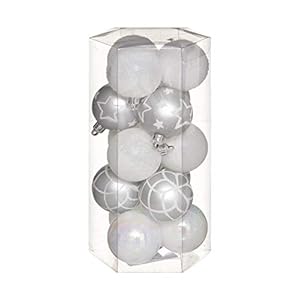 Kerstbal 50 mm x 15 Wit Zilver