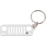 Alien Sunshade Jeep Wrangler JK JKU Grill Keychain, Made of Laser Cut Stainless Steel, Features Iconic D-Ring Connector (Snow White)
