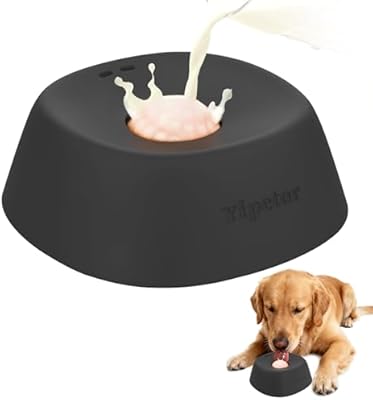 Yipetor Slow Feeder Dog Bowls for Liquid Treat, Anti-Slip【Entertained Ball-in】 Bone Broth Dog Lick Bowl, 3/4 Cup Yogurt Pup Lick Toy for Large Medium Small Breeds Dietary Supplement/Post-op Nutrition