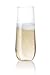 BEREVINO PLASTIC CHAMPAGNE FLUTES/CHAMPAGNE GLASSES | 9 Oz Stemless Champagne Flutes Set of 12 Clear Plastic Unbreakable Toasting Glasses, Disposable/Reusable Perfect for Wedding or Party