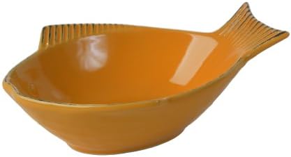 One for Pets 5.5-Inch Fish Shaped Cat Dish Pet Bowl, Small, Yellow