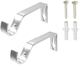 HomeElabador Silver Curtain Rod Brackets Set 2 28mm Pole Wall Mounts with Screws view 2