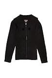 French Toast Little Girls Long Sleeve Pom Zip Front Sweater, Black,  Small/6/6x