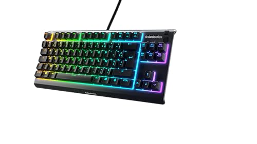SteelSeries Apex 3 TKL - Gaming Keyboard - Tenkeyless Compact Form Factor - Silent Gaming Keyboard - 8-Zone RGB Illumination - IP32 Water & Dust Resistant - French AZERTY Layout , Black