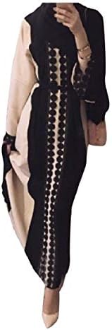 Womens Classy Long Maxi Slim-Fit Patchwork Muslim Eid Abaya Dress