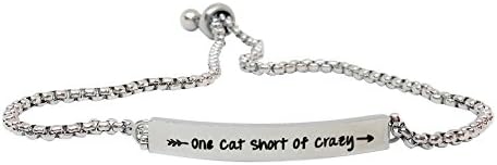 Loaded Lids Trendy Expressions Arrow Adjustable Slider Bracelets (One Cat Short of Crazy)