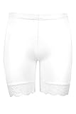 Oops Outlet Women's Lace Trim Jersey Gym Bike Cycling Hot Pants Tights Shorts S/M (US 4/6) White