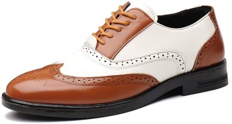 Amazon.com | Brown Dress Shoe Laces Mens Dress Oxford Shoes for Men Lace Up  Round Burnished Toe Wing tip Leather Non Slip Block Heel Low Top Anti-Slip  Slip Resistant Wedding(6.5) | Shoes