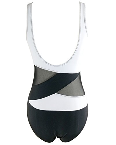 patchwork color block one piece swimwear