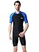 BIKMAN One-Piece Snorkeling Surfing Swim Suit Short Sleeves Plus Size Swimwear- Sun Protection (S(Weight:93.5lbs-121lbs), Blue)