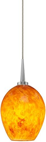 Bruck Lighting Bolero 223336mc/MP LED Pendant with 4" Canopy-Matte Chrome Finish-Amber Glass Shade, Matte Chrome, Amber