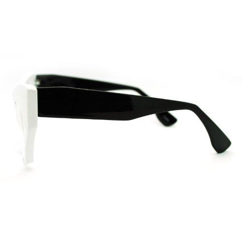 White High Fashion Runway Croped Exposed Lens Cat Eye Glasses