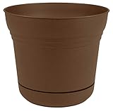 Bloem Saturn Planter with Saucer, 10", Chocolate (SP1045)