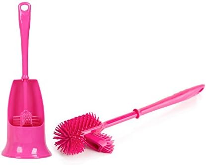 Ieasycan Double-sided Rack With Removable Toilet Brush Handle Corners Cleaning Brush with Non-slip Handle Bathroom Cleaning Accessories