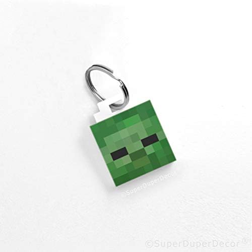 SuperDuperDecor VIDEO GAME KEYRING (minecraft style) - Key Fob Chain Party Bag Favour Stocking Filler Xbox PS4 PC Xmas Gift ZOMBIE