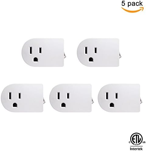 Uninex PS27 Grounded Outlet On/Off Power Switch with Amber Light, ETL Listed, White, 5-Pack