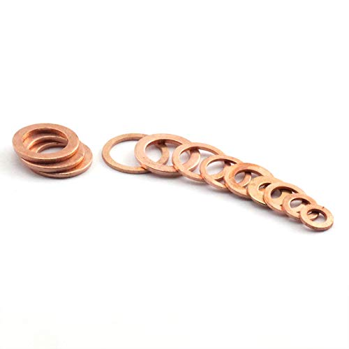 image for ZYAMY 200pcs M5-M14 Professional Solid Copper Washers Assorted Kit Fla