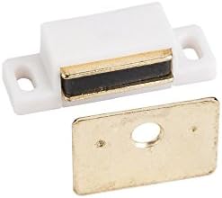 Box of 11- 15lb Single Magnetic Catches White/Brass-Shutter Hardware- #50633