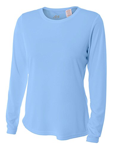 A4 Women's Long Sleeve Cooling Performance Crew Lt Blue