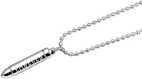 MGStyle Pendant Necklace For Men Or Women - Bullet - Silver Tone - Alloy with Deluxe Gift Box