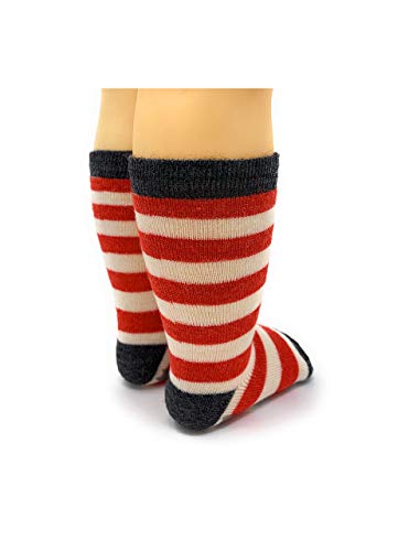 Warrior Alpaca Socks - Baby Alpaca Toddler Non-Skid Children's Striped SocksNEW (12/12-24mos, Red Stripe/Grey) - Thumbnail 2