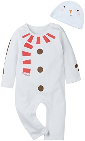 Truly One 2PCS Baby Boys Girls Snowman Costume Outfit Set Romper Hat (6-12 Months)