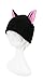 Mrawp Women's Black Fleece Cat Beanie Hat One Size (Black with Pink)