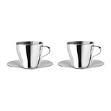 Ikea Espresso Tea Coffee Cup Stainless Steel With Saucer (2 Pack)
