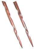 JWL (2) Rosewood Conical Spiral 6 Inch Hair Sticks Picks Pics Pins Forks - Hawaiian Style