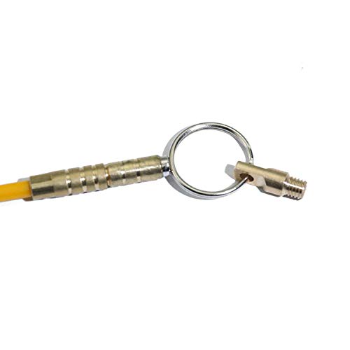11' Fishing Rod Fiberglass Fish Tape Wire Running Coaxial Electrical Connectable Pull Kit with Hook, Hole Kit and Fastener Steel Rope in Transparent Tube, Yellow - Thumbnail 5