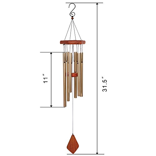 BLESSEDLAND Premium Wind Chimes6 Hollow Aluminum Tubes, 31" Wind Chime