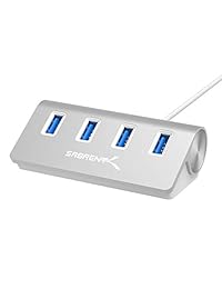 Sabrent Premium 4 Port USB 3.0 Hub de aluminio de plata (30" Cable) para iMac, MacBook, MacBook Pro, MacBook Air, Mac Mini, o cualquier PC [Plata] (hb-mac3)