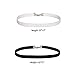 Choker Black & White Velvet Ribbon Gothic Collar 2 Set Necklace Girls Classic