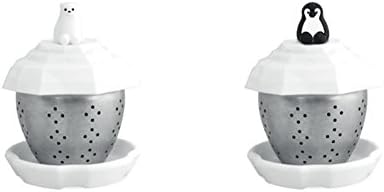 MIKEEP Tea Boat Brew In Cup Tea Infuser Set Cover Infuser Trivet Platinum Silicon Set Polar Bear Penguin