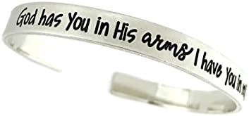 God Has You In His Arms I Have You In My Heart Memorial Cuff Bracelet - Thick Pewter Cuff Bracelet - Hand Stamped Jewelry - Personalized Engraved Jewelry