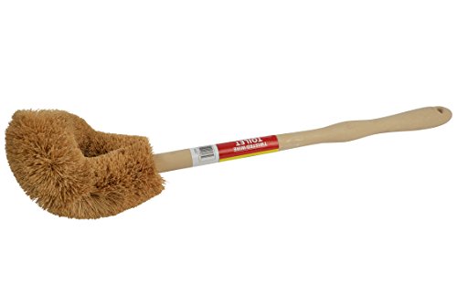 Janico 4001 Bristles Angled Twisted Wire Toilet Brush, Plastic Handle with Wood Look, Natural