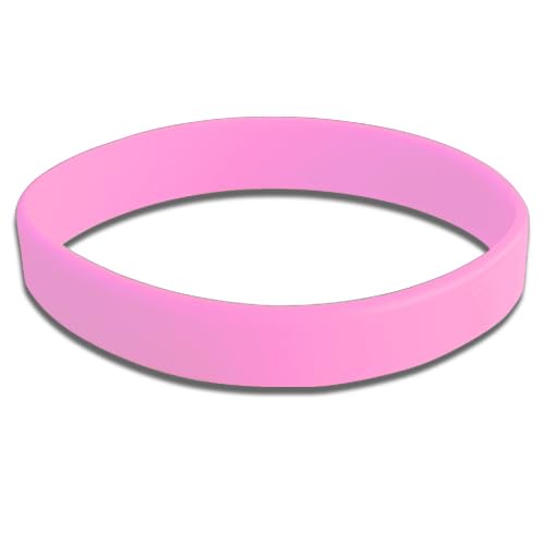 School Badges UK Plain Silicone Children Wristbands, Pack of 5 - Multiple Colours (Pink)