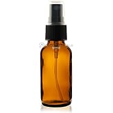 1 Oz (30 ml) Amber Boston Round Glass Bottle w/Black Fine Mist Sprayer - 12 pcs