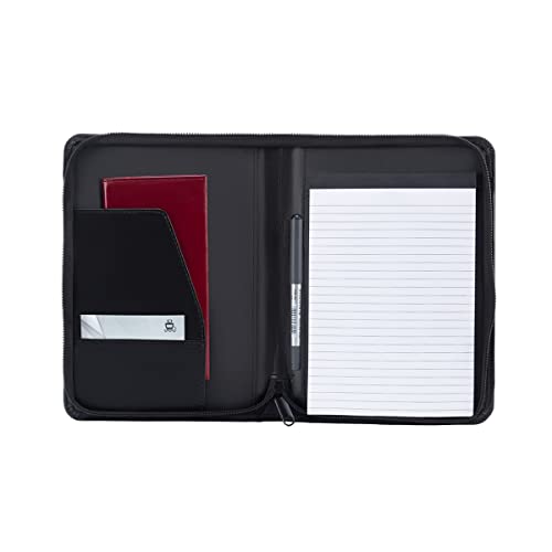 Leathario A5 Portfolio,Writing Case,Document Folder, Conference Folder, with Zip, Leather Look, Black